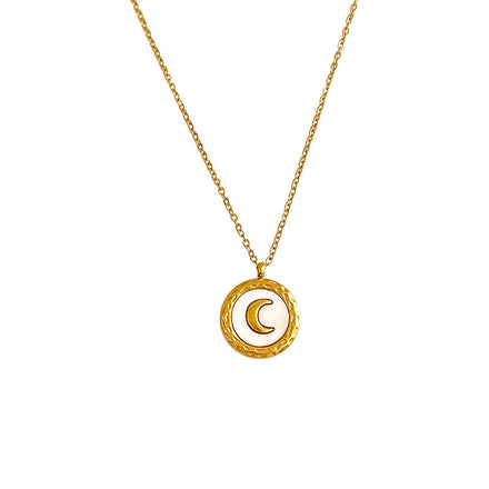 Trendy 18K Gold Plated Stainless Steel Moon Necklace Pendant for Woman's Anniversary Occasions