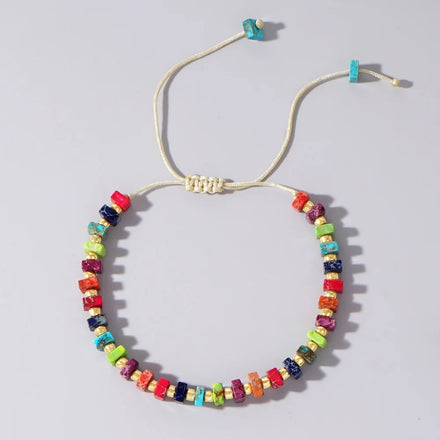 Fashion 2*4mm Square Bead Beaded 7 Chakra Bracelet Color Woven Yoga Beads Bracelet Jewelry Wholesale