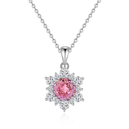 2024 New Arrival Dropshipping Fine Jewelry Flower Clavicle Chain 925 Sterling Silver Cubic Zirconia Snowflake Pendant Necklace