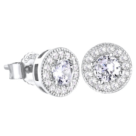 Free Shipping Men Iced Out Earring Square Round Onyx 925 Sterling Silver Hypoallergenic Cubic Zirconia Earrings Studs for Women