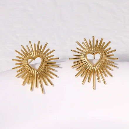 Minimalist Simple French Earrings 18K Gold Double Heart Earrings Small Stainless Steel Earrings for Ladies Women