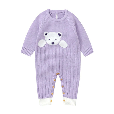 Mimixiong Top Ranking Toddler Clothing Long Sleeve Jumpsuit Cartoon Bear Pattern Newborn Baby Knitted Romper Unisex Onesies