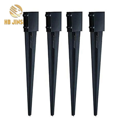 Black Powder Coated Metal Fence Post Anchor Metal Ground Spike Post Support Base