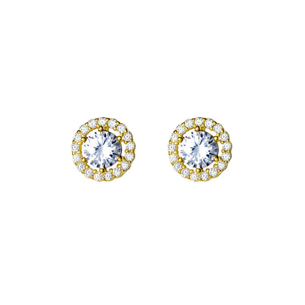 Factory Wholesale Best Price 925 Sterling Silver Small Earrings Round Circle Full Diamond Gold Plated Stud Earrings for Women