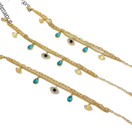 18K Wholesale HD Jewelry Hit Design Rose Gold Silver Evil Eye Stainless Steel Jewelries Set  Fashion Jewelry Bracelet for Women