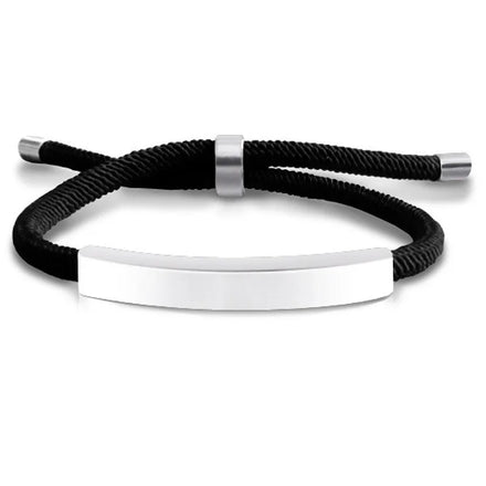 Charm Stainless Steel Chain Bracelet Weave Rope Gold Sliver Engraved Cuff Bracelet for Women