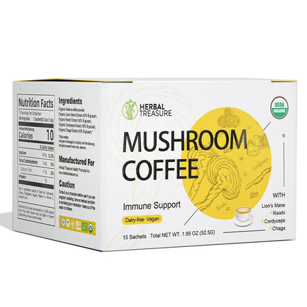 4 in 1 Mushroom Coffee Instant Coffee with Reishi Chaga Lions Mane Cordyceps Mushroom Extract