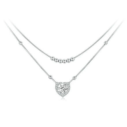 Factory Wholesale Light Luxury Double Layer 1 Carat Moissanite Necklace 925 Sterling Silver Platinum Plated Fashion Jewelry