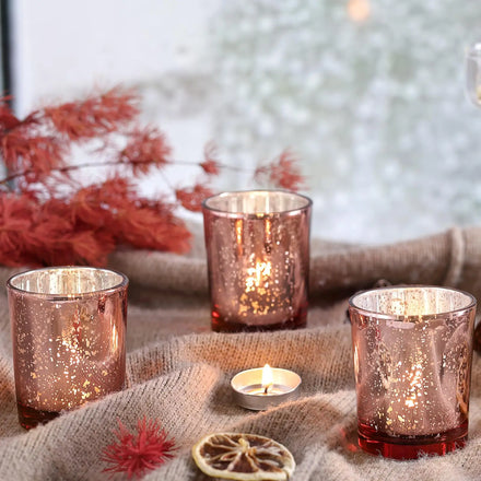 Luxury Modern Vintage Metal Glass Candle Holder Simple Home&Wedding Decoration Electroplated Candlestick Ware Starry Cup