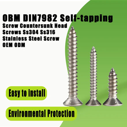 OBM DIN7982 Self-tapping Screw Countersunk Head Screws Ss304 Ss316 Stainless Steel Screw OEM ODM