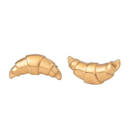 INS Trendy Stainless Steel Hypoallergenic Hollow Croissant Stud Earrings Jewelry Women