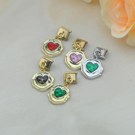 Hapiship 2024 Fashion New Geometry Romantic Heart Charm Italian Links Fit 9mm Stainless Steel Bracelet DIY Making Jewelry DJ694