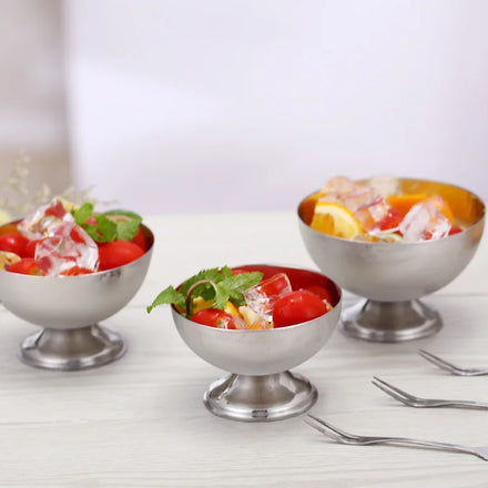 Stainless Steel Glass Ice Cream Bowl Metal Pudding Cups Salad Dessert Holder DIY Ice Cream Parfait Snack Fruit Candy Container