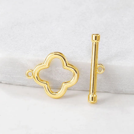 New Copper Jewelry Buckle Hand Findings Gold Handmade Four-leaf Clover Components DIY Bracelet Necklace Clasp Accessories