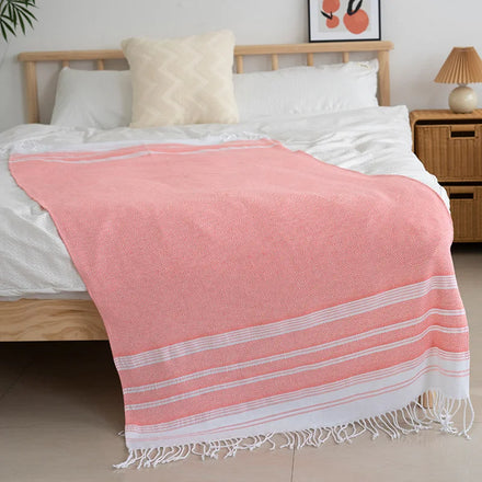 Custom Logo Summer Pink Beach Towel Quick Dry Stripped Beach Towels Turkish Cotton Beach Towel