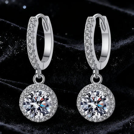 Wholesale S925 Sterling Silver Diamond Inlaid Vvs D Color 1CT Moissanite Pendant Earrings for Women Engagement Wedding Earrings