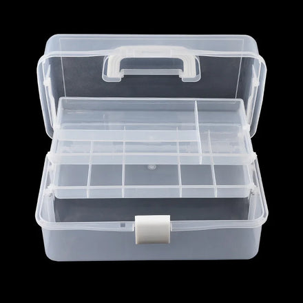Double-layer Nail Art Tool Empty Storage Box Tweezers Clippers Nail Pens Polishing Nail Buffer Files Big Space Plastic Container
