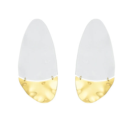 Fashion 18K Gold Plated Brass Jewelry Geometric Curve Mixed Color Minimalist Statement for Women Punk Earrings EC191065
