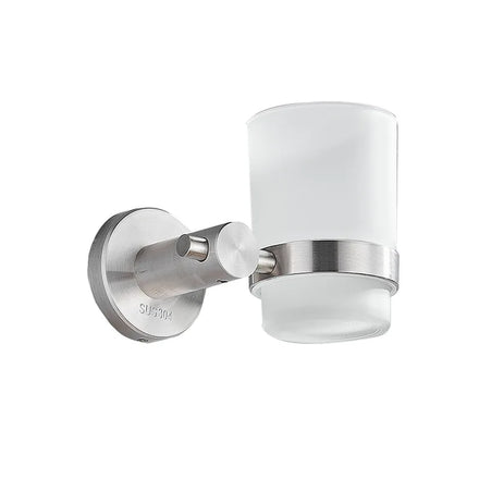 Single Cup Glass Wall Mounted Toothbrush Holder with Mouthwash Cup 304 Stainless Steel Bathroom Hardware Set