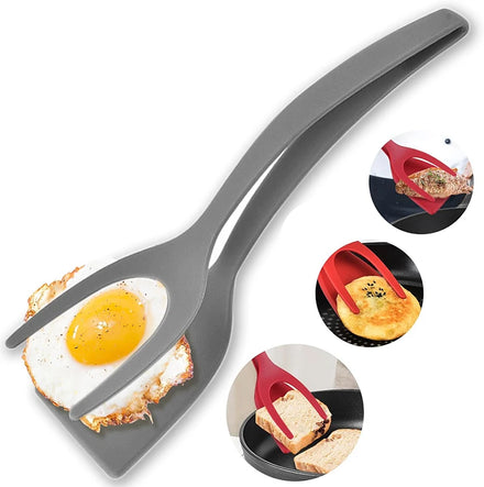 2 in 1 Grip and Flip Egg Flipper Spatula Tongs Non-Stick Cooking Spatula Food Grip Egg Spatula for Egg Fry