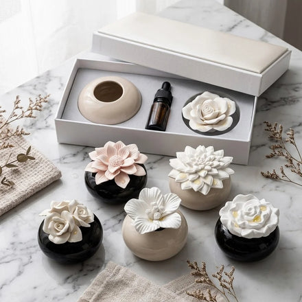 Wholesale Custom Handmade Ceramic Scented Stone Hanging Plaster Aroma Flower Fragrance Oil Diffuser Stone