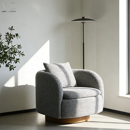 Gray Fancy Comfortable Leisure Full Lounge Single Seat Swivel Sofa Side Armchair Designer Hotel Leisure Chair for Living Room