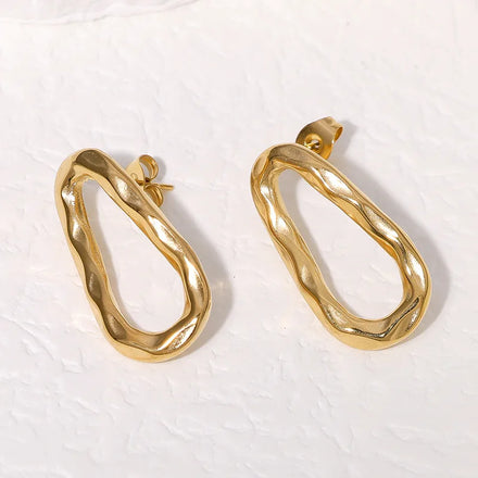 Beimai OEM Earrings Wholesale Simple and Fashionable Oval Titanium Steel Earrings