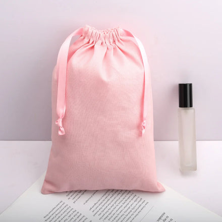 Reusable Pink 100% Linen Drawstring Bag for Perfume & Skin Care Eco-Friendly Wedding Favor Gift Cosmetic Dust Pouch
