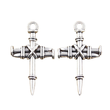 Charms Winding Rope Dagger Cross 34x20mm Tibetan Silver Color Pendants Antique Jewelry Making DIY Handmade Craft