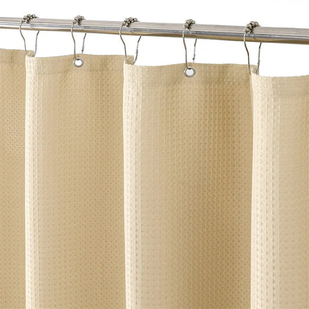 Ready Made Shower Curtain Hotel Matt Waffle Weave Square Design Waterproof Fabric Shower Curtain for Bathroom