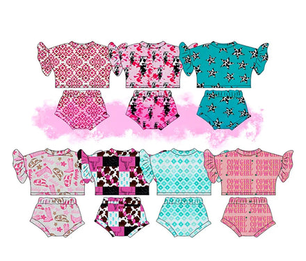 Custom Floral Print Girls Kid's Bathing Suit Two Piece Beachwear and Bikini Swimsuit for Children