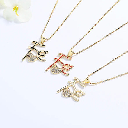 Heartfelt Messages Pendants Wholesale 18K Gold Plated Zircon Love Letter Necklace Fashion Jewelry Necklaces for Women
