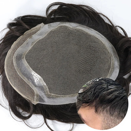 For Lace Front Brazilian Remy Hair 8 Inches Men's Toupee Hairpiece