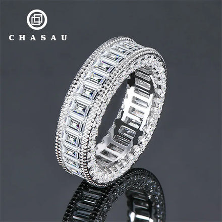 3 Rows Engagement Ring Wedding Jewelry 925 Sterling Silver Zircon Tennis Band Eternity Ring for Women Girls