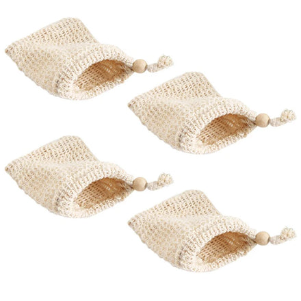 Wholesale Eco Friendly Mesh Foaming Drawstring Pouch Net Soap Bags Saver Cotton Natural Sisal Foam Bath Exfoliating Soap Bags