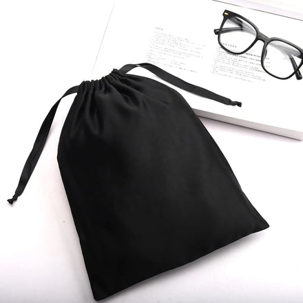 Luxury Black Thick Satin Drawstring Hair Underwear Bundle Packing Bag Soild Wig Gift Dust Silk Pouch