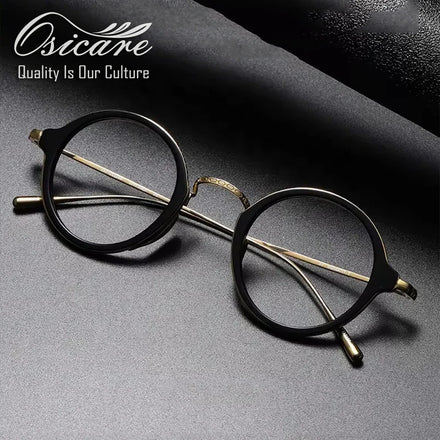 Luxury Brand Designer Custom Eyewear Round Retro Eye Glasses Kmn Oval Vintage Male Eyeglasses Titanium Optical Frames for Men