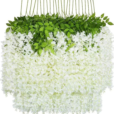 Top Seller White Wisteria Artificial Silk Flowers Soft Hanging Flowers for Home or Wedding Decor