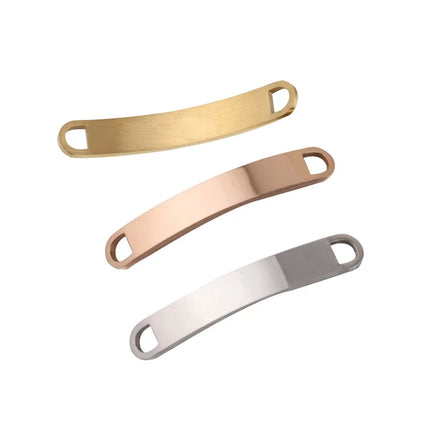 Custom Name Rainbow 6*39 Curved Bar Connector Bracelet Connector Stainless Steel Rectangle Blank Bracelet DIY Making