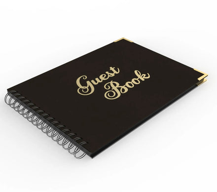 Ready to Ship Visitor Guest Book Spiral Notebook Wedding Guestbooks 82 Pages with Gold Foiled