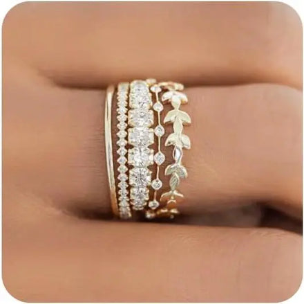 High Quality 14K Gold Plated Rings Diamond Rings Zircon Gold Plated Engagement Stacking Rings for Women