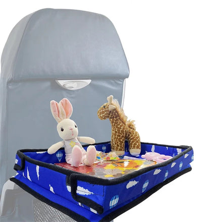 Kids Travel Tray Table Cover for Airplane Seat-Portable Durable Toddler Tray with Polyester Material and Button Closure