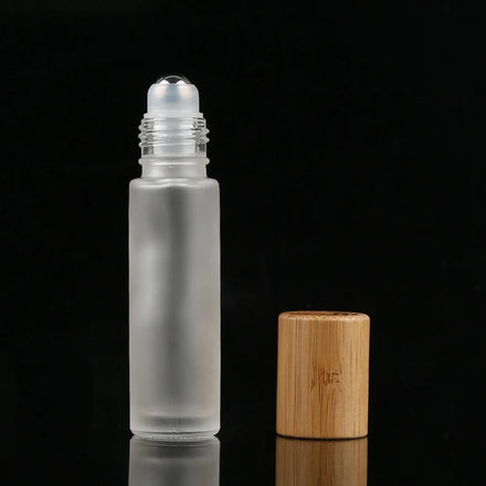 Perfume Essential Oil Clear Roller Bottle 10ml Glass Roll on Bottle with Bamboo Lid and Rollers