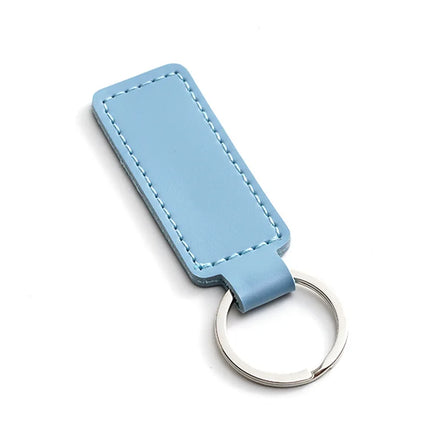 Wholesale Custom Logo Eco-friendly Colorful PU Leather Keychain DIY Durable Car Key Tag Leather Keyring Holder for Business Gift