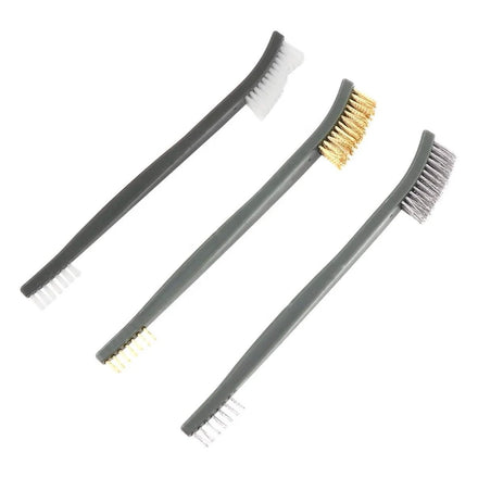 RO RO-105 Double-headed Gun Pipe Cleaning Wire Brush 3-piece Mini Nylon Brush Set Plastic Handle Long Toothbrush Car BLACK 17cm