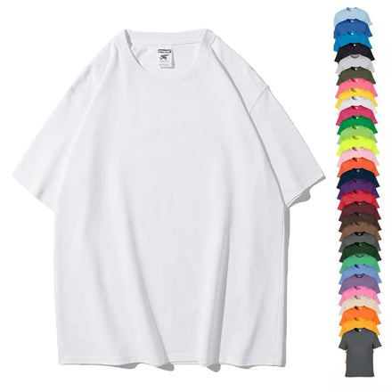 Wholesale O-Neck Oversized Blank Knitted Tshirt 100% Cotton 280 Gsm Eco-Friendly Drop Shoulder Streetwear