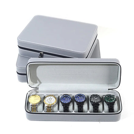 Wholesale Stock George Brand PU Leather Travel Watch Display Package Case Zipper Bag Box 6-12 Slot Velvet Inner Custom Logo MOQ
