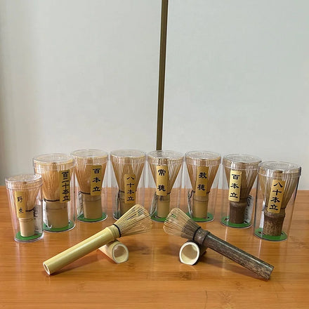 Custom Logo Starter Kit Handmade Matcha Powder Set Japanese Tradition Brush Scoop Tools 100 Prongs Chasen Bamboo Matcha Whisk