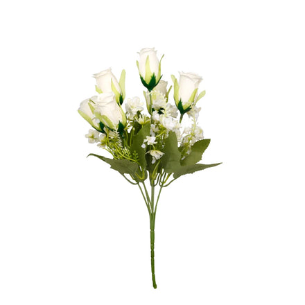 BH210429-4 Hot Sale Competitive Price 6 Heads Silk Rose Arrangements for Valentine's Day Single Stem Artificial Flower Bouquet