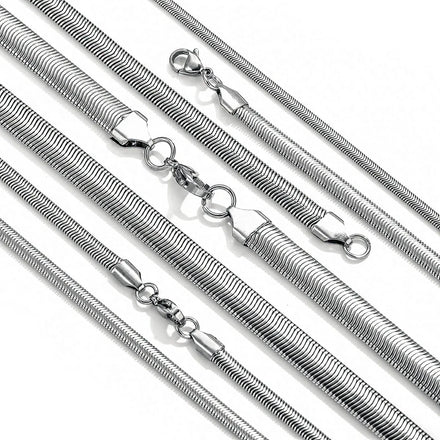 Stainless Steel Flat Snake Chain Necklace for Men Women Hip-hop Jewelry